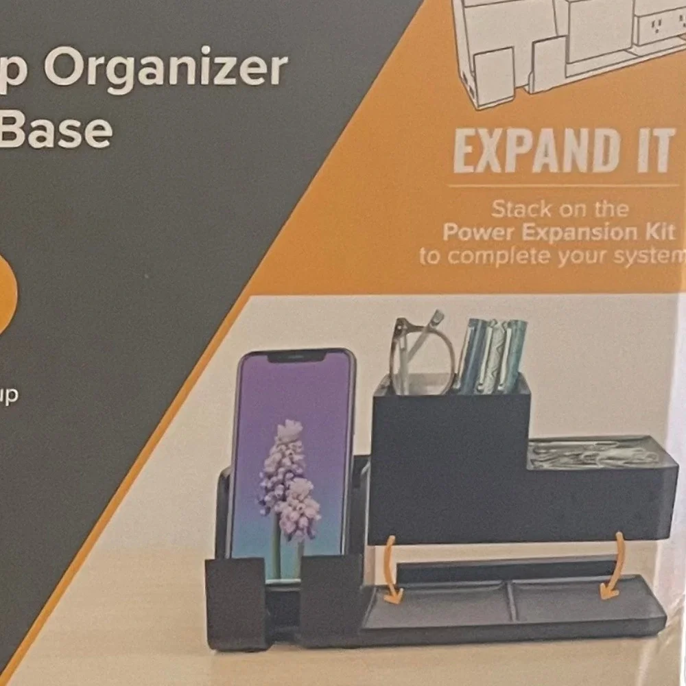 Konnect Stackable Desk Organizer + Charging Power Expansion‎ Kit  Plastic Black